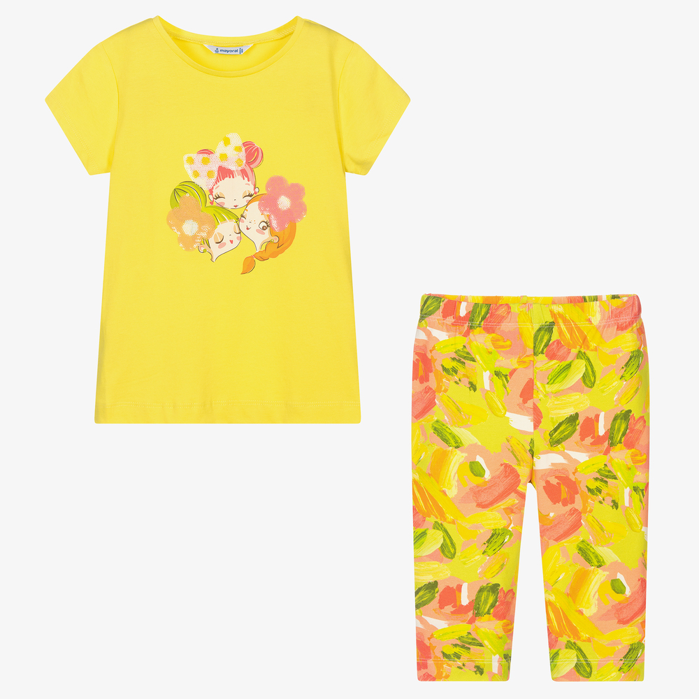 Mayoral-Yellow & Green Leggings Set | Childrensalon Outlet