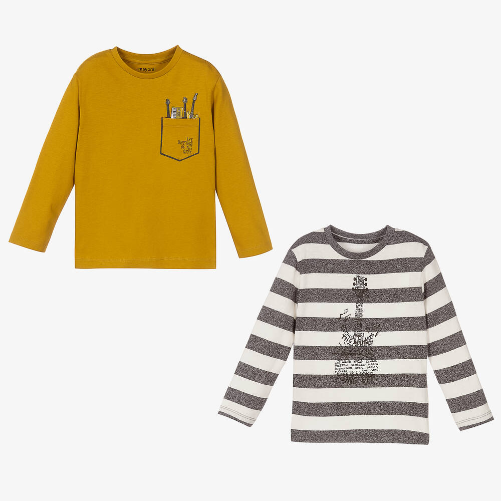 Mayoral - Yellow & Grey Tops (2 Pack) | Childrensalon