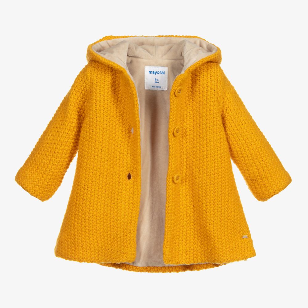 Mayoral-Yellow Knitted Pram Coat | Childrensalon Outlet