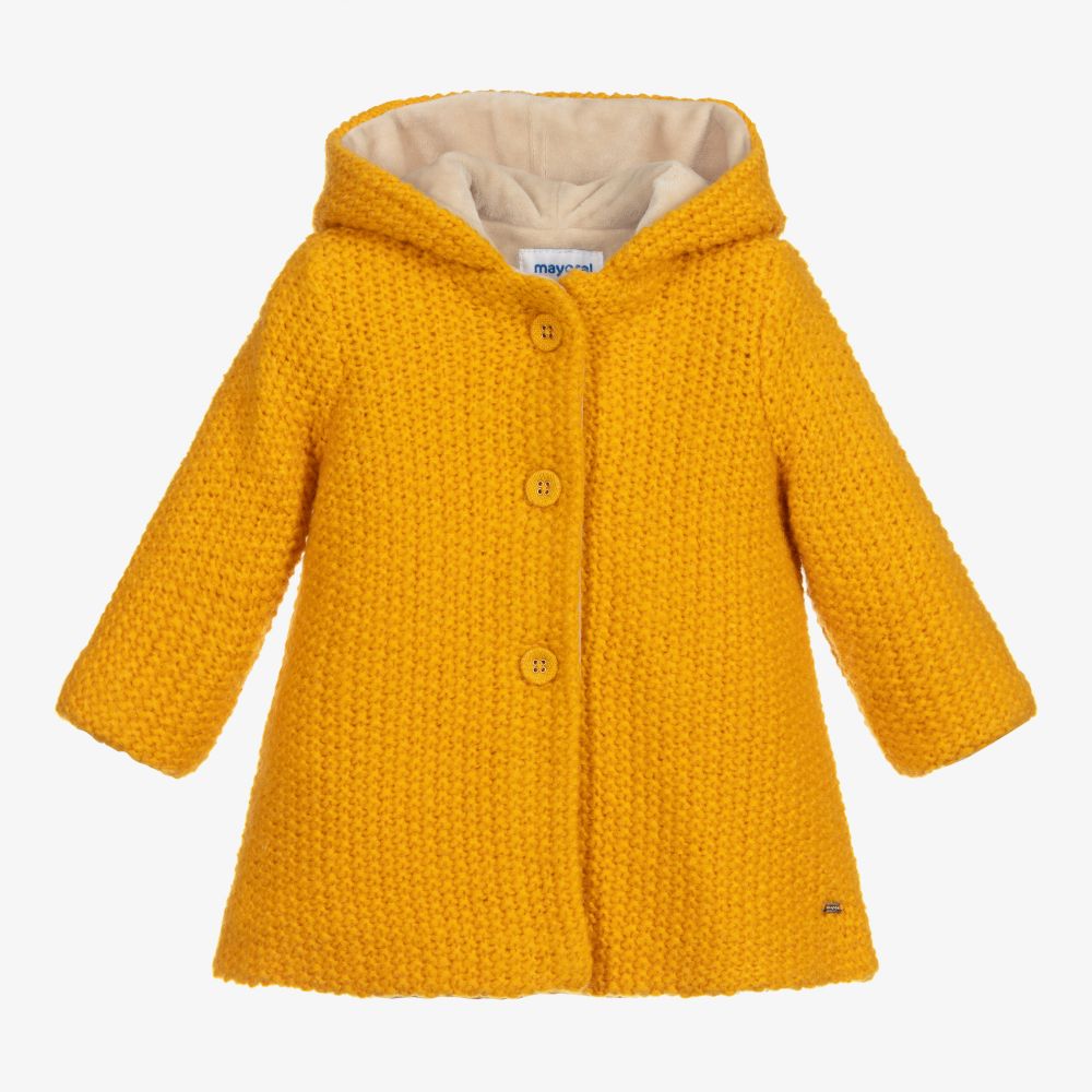 Mayoral - Manteau jaune en maille Bébé | Childrensalon