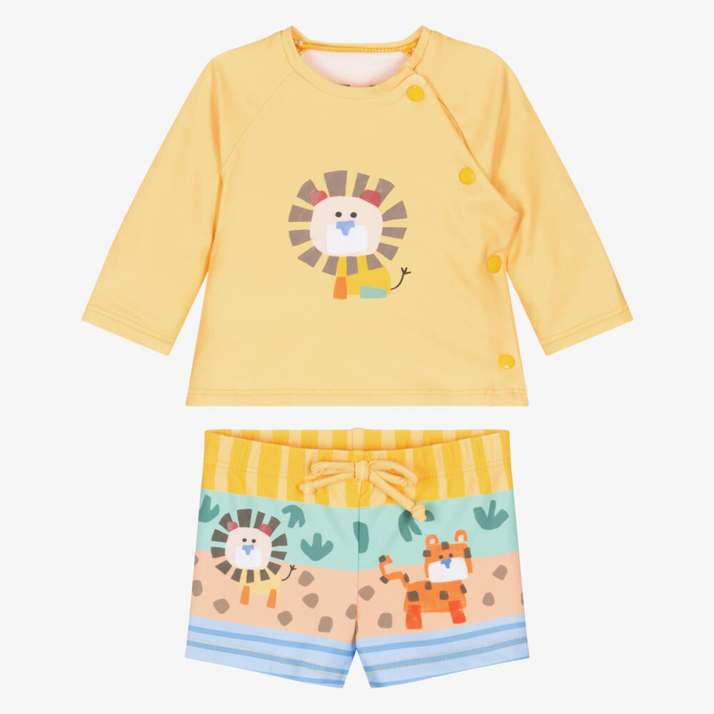 Mayoral Newborn-Yellow Lion Swim Set | Childrensalon Outlet