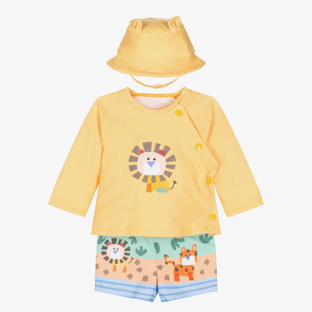 Mayoral Newborn-Yellow Lion Swim Set | Childrensalon Outlet