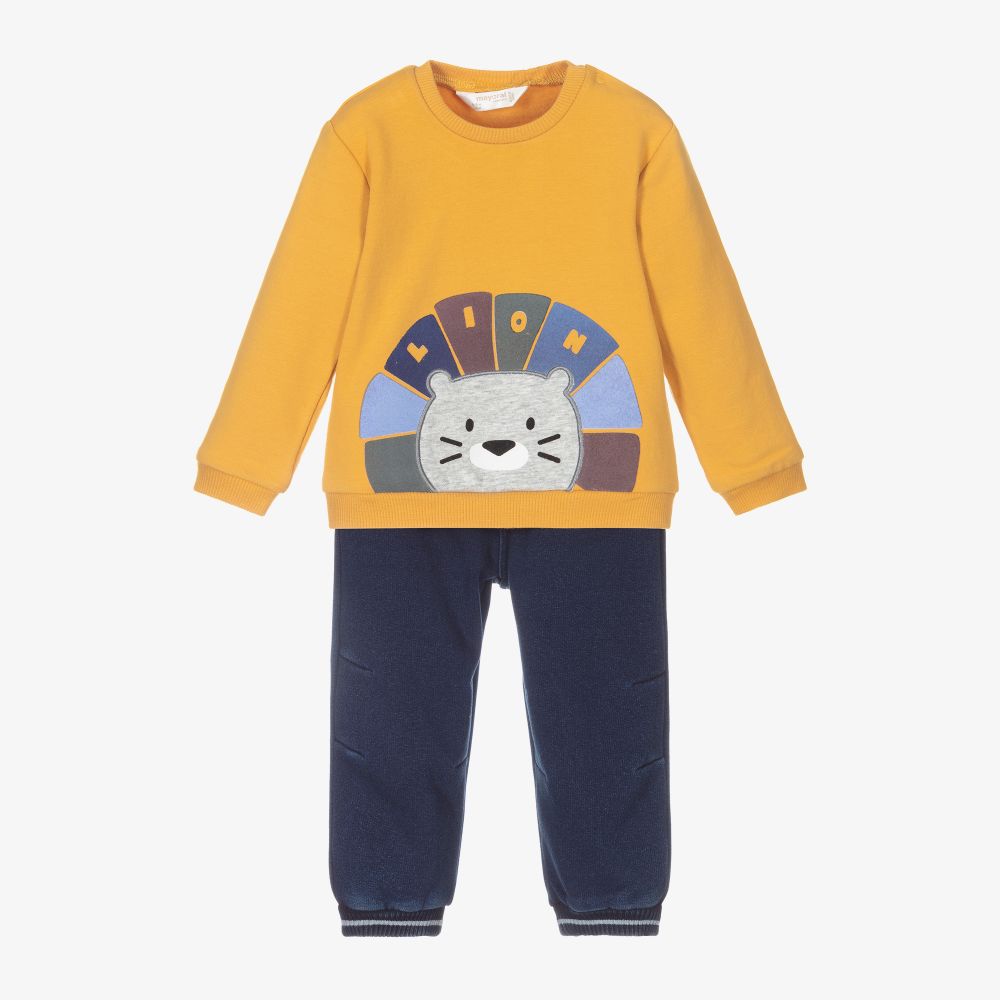 Mayoral Newborn-Yellow Lion Trouser Set | Childrensalon Outlet