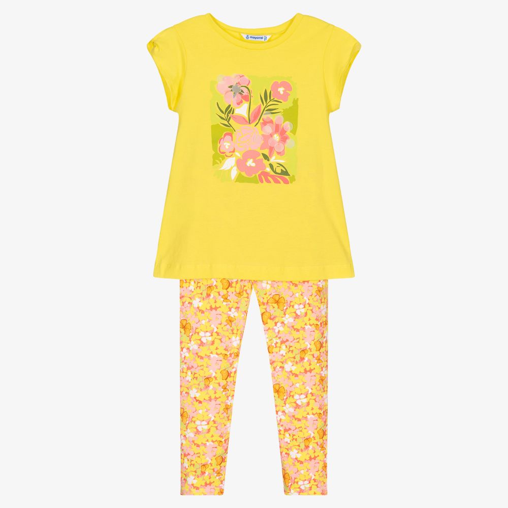 Yellow pink leggings top