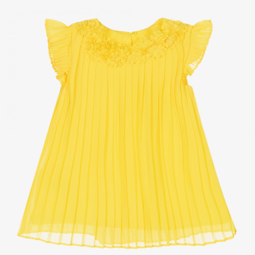 Mayoral - Yellow Pleated Crêpe Dress | Childrensalon