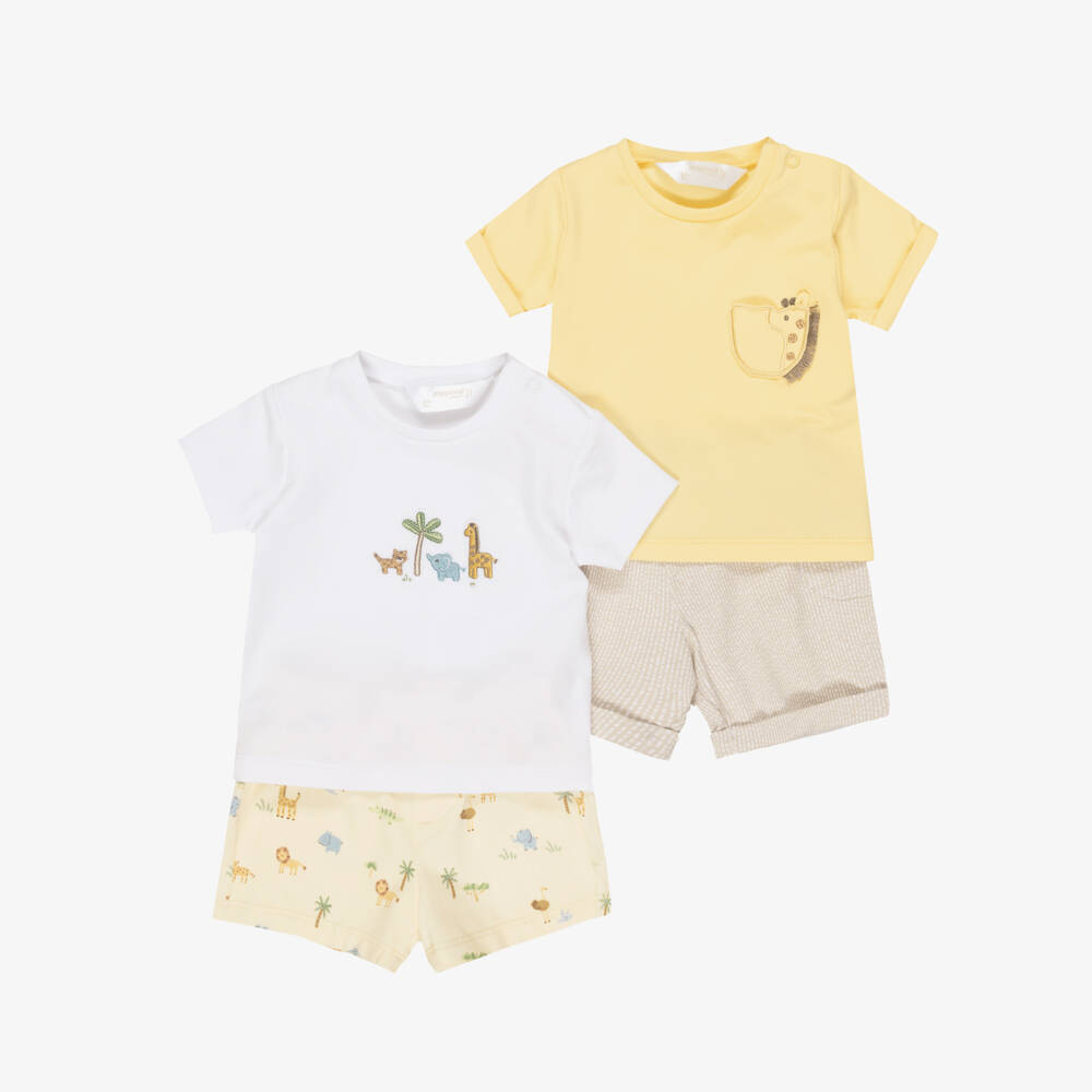 Mayoral Newborn-Yellow Safari Shorts Set | Childrensalon Outlet