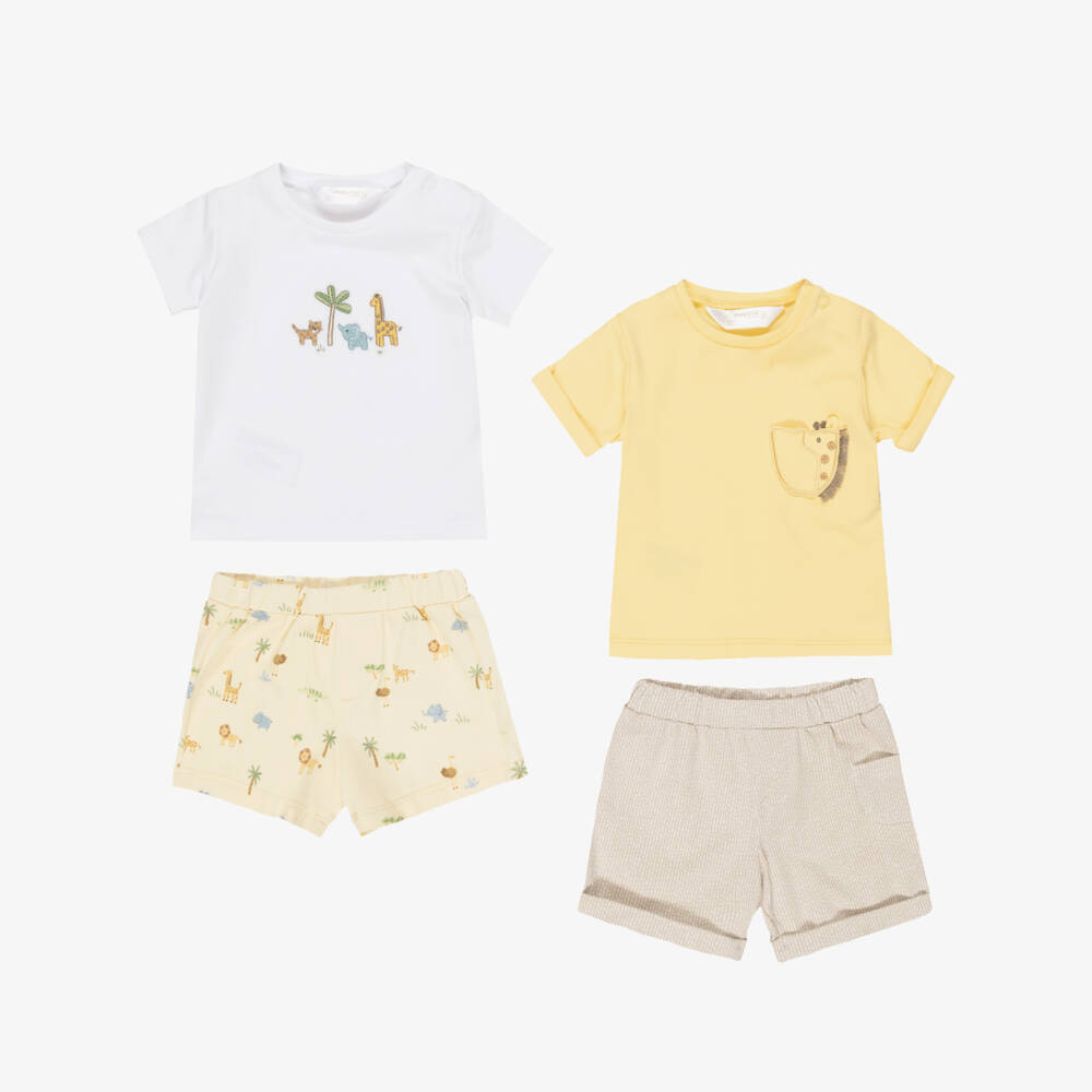 Mayoral Newborn-Yellow Safari Shorts Set | Childrensalon Outlet