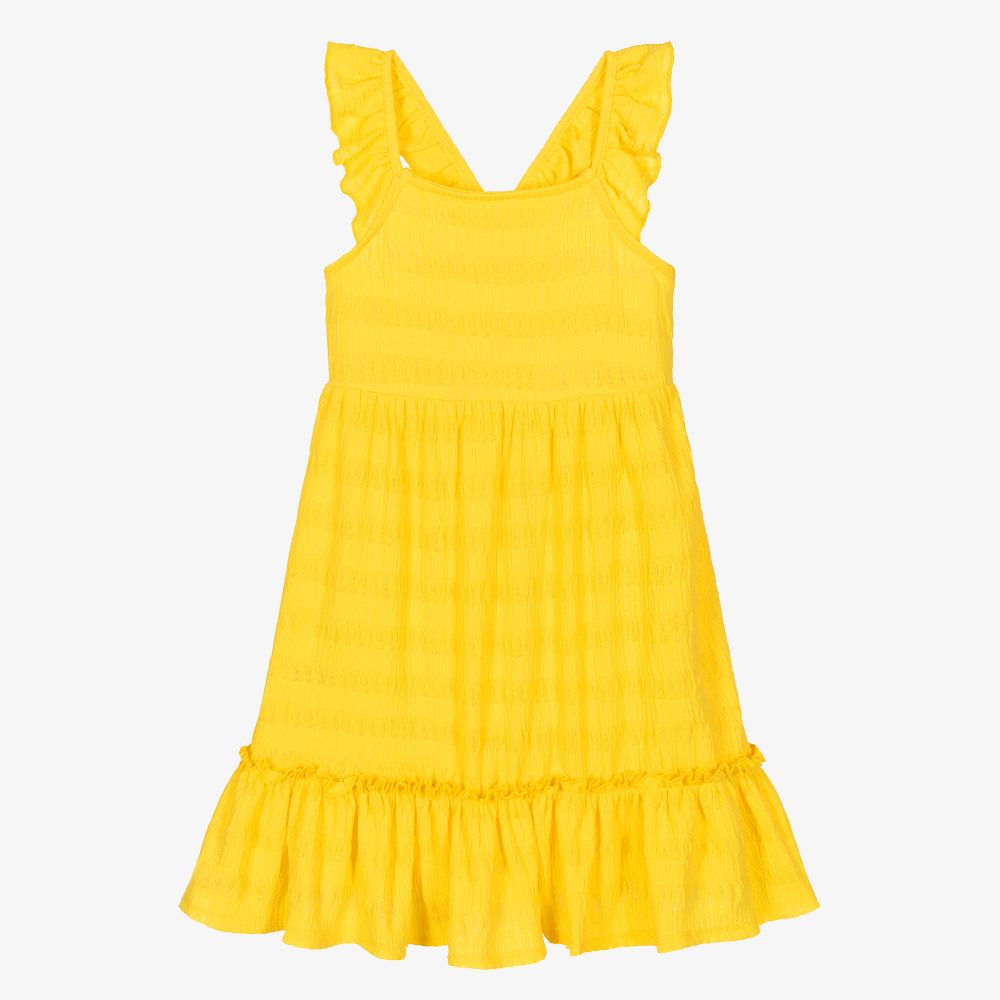 Mayoral - Yellow Seersucker Jersey Dress | Childrensalon