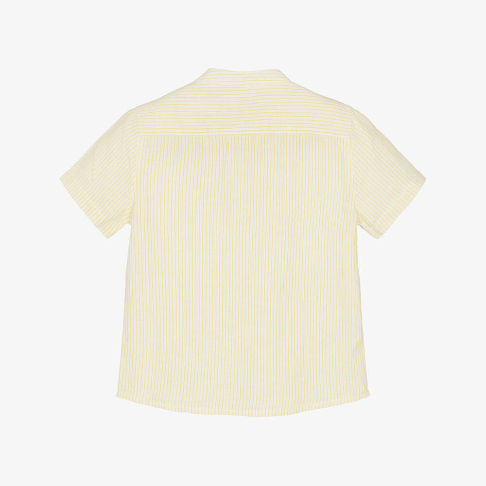Mayoral-Yellow Stripe Linen Shirt | Childrensalon Outlet