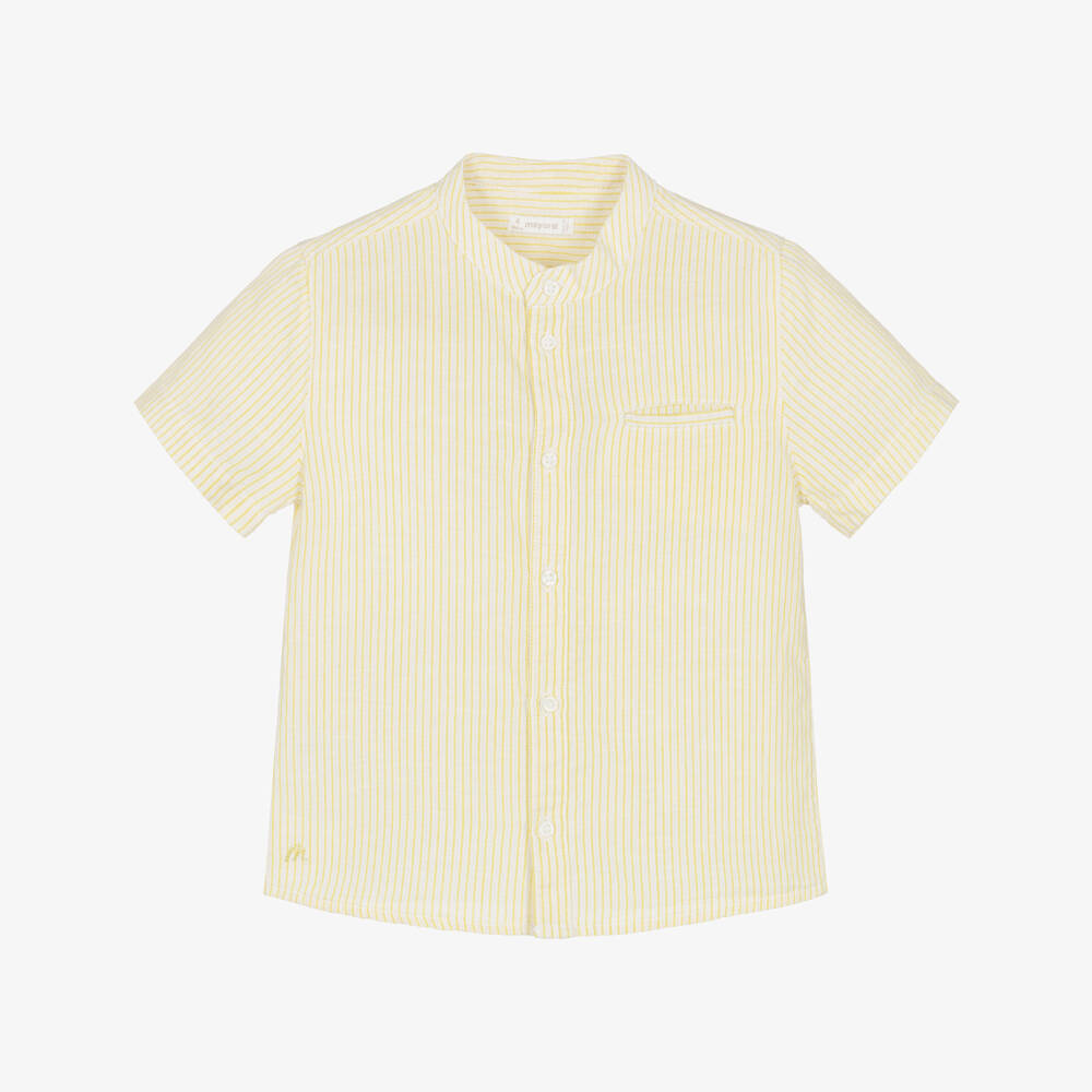 Mayoral-Yellow Stripe Linen Shirt | Childrensalon Outlet