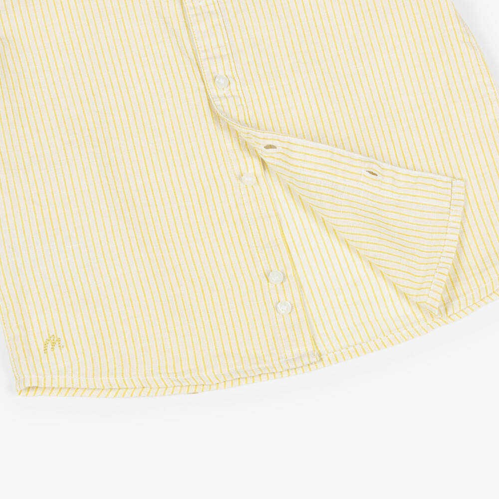 Mayoral-Yellow Stripe Linen Shirt | Childrensalon Outlet