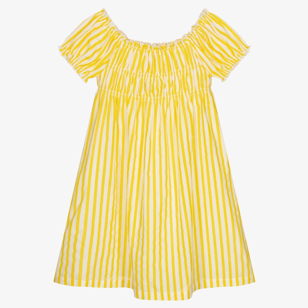 Mayoral - Желтое хлопковое платье в полоску | Childrensalon