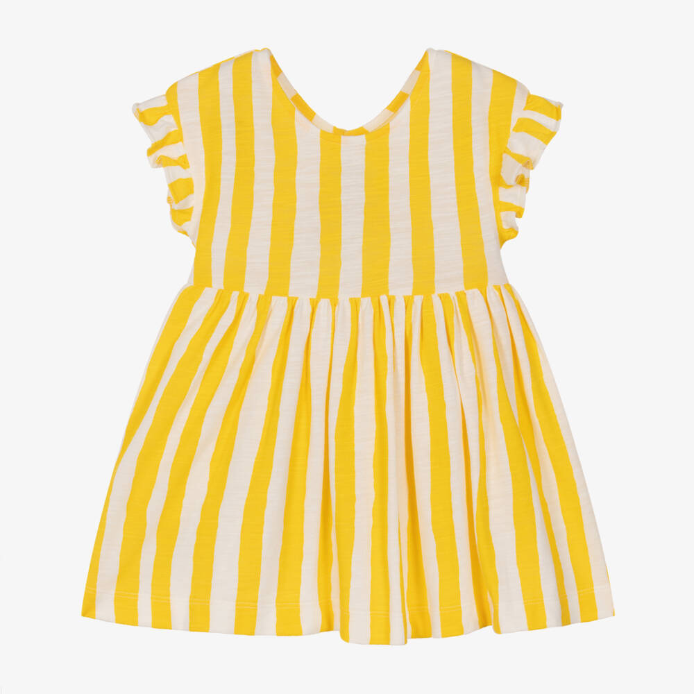 Mayoral-Yellow Striped Ss Dress | Childrensalon Outlet