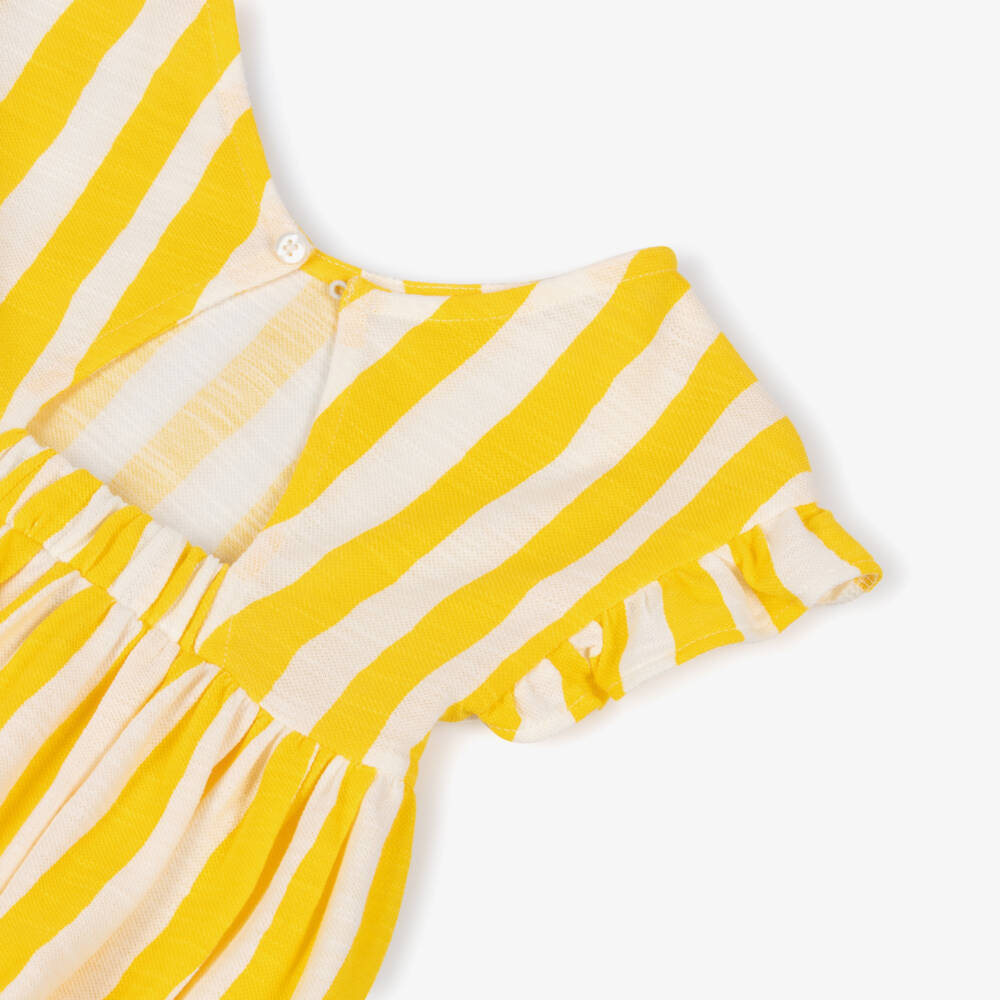 Mayoral-Yellow Striped Ss Dress | Childrensalon Outlet