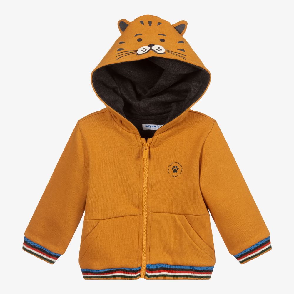 Mayoral - Yellow Tiger Zip-Up Hoodie | Childrensalon