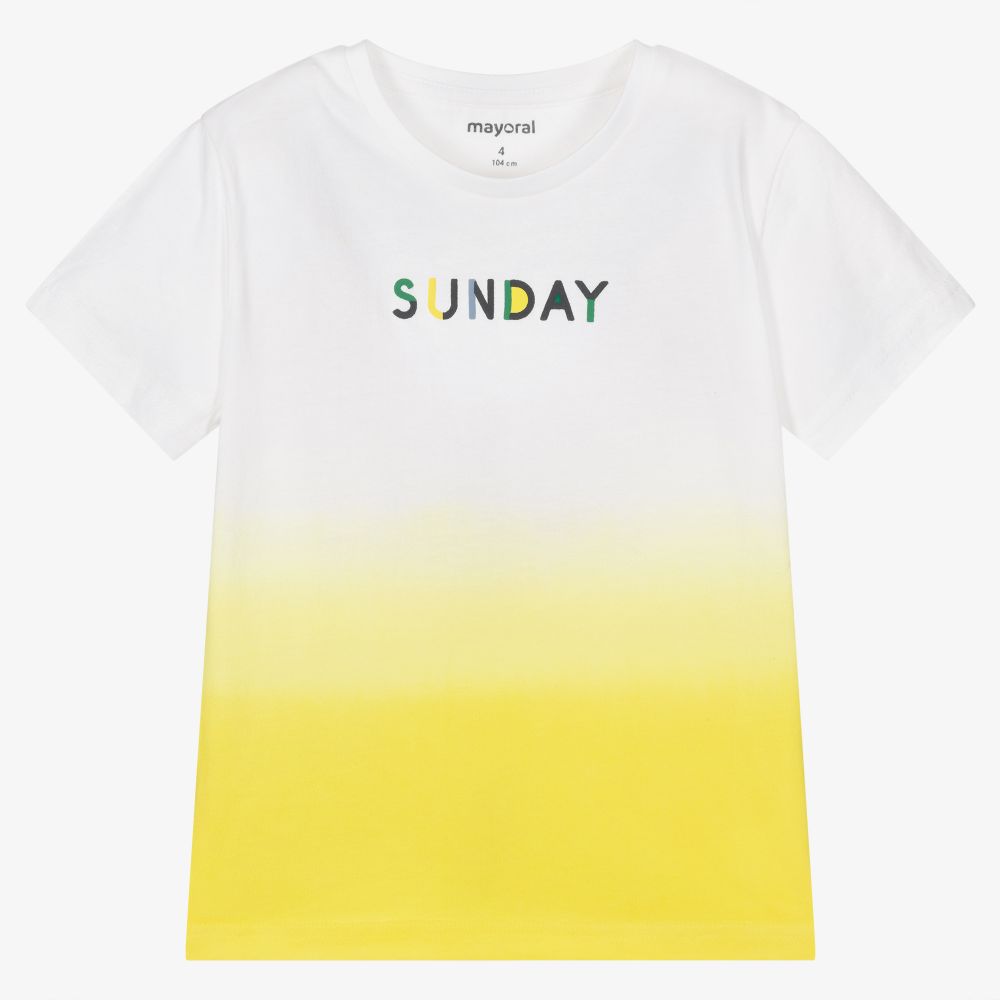 Mayoral - Yellow & White Cotton T-Shirt | Childrensalon