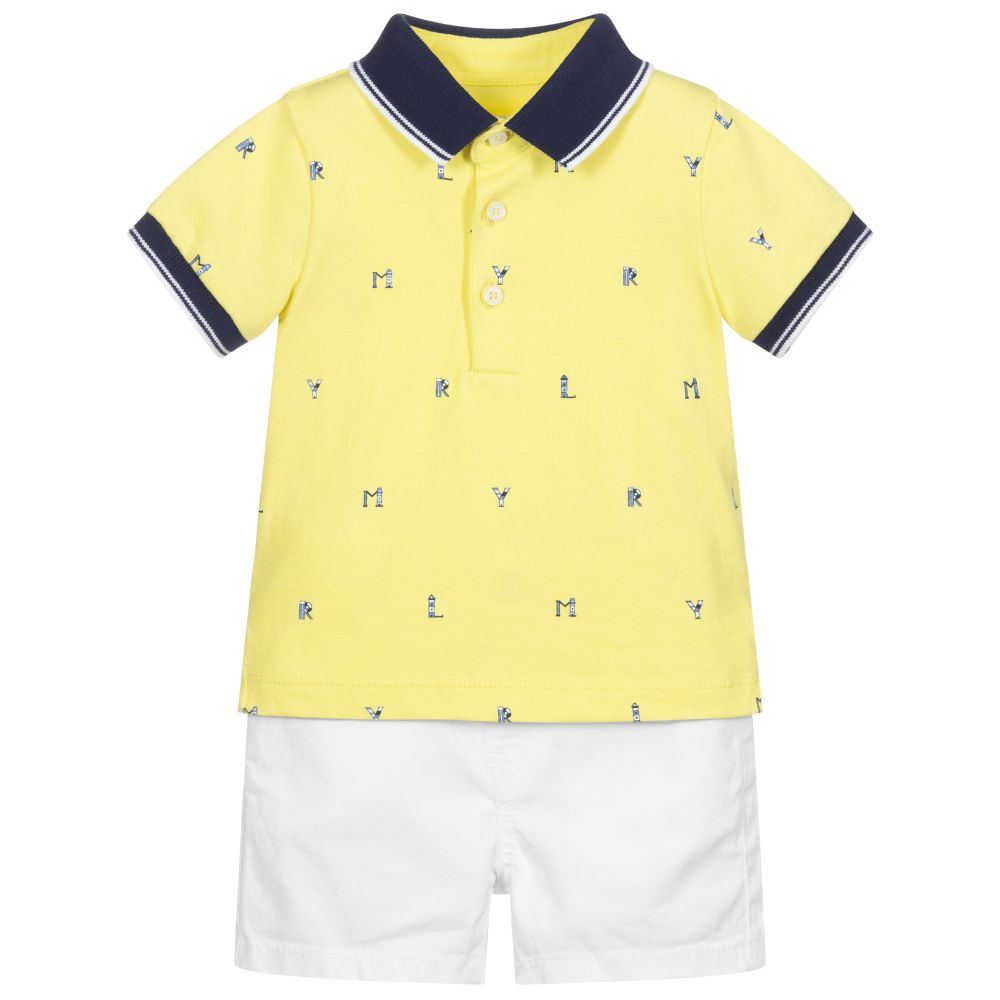 Mayoral - Комплект желтого и белого цвета с шортами | Childrensalon