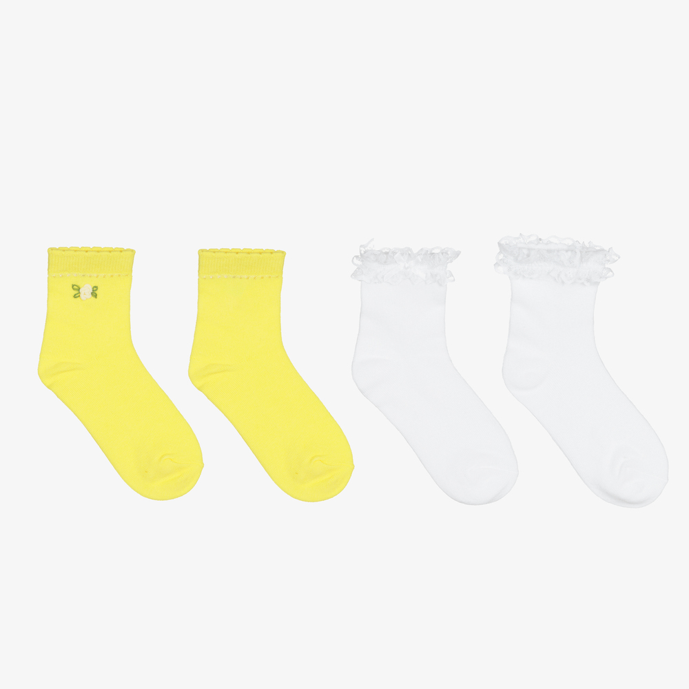 Mayoral - Желтые и белые носки (2пары) | Childrensalon