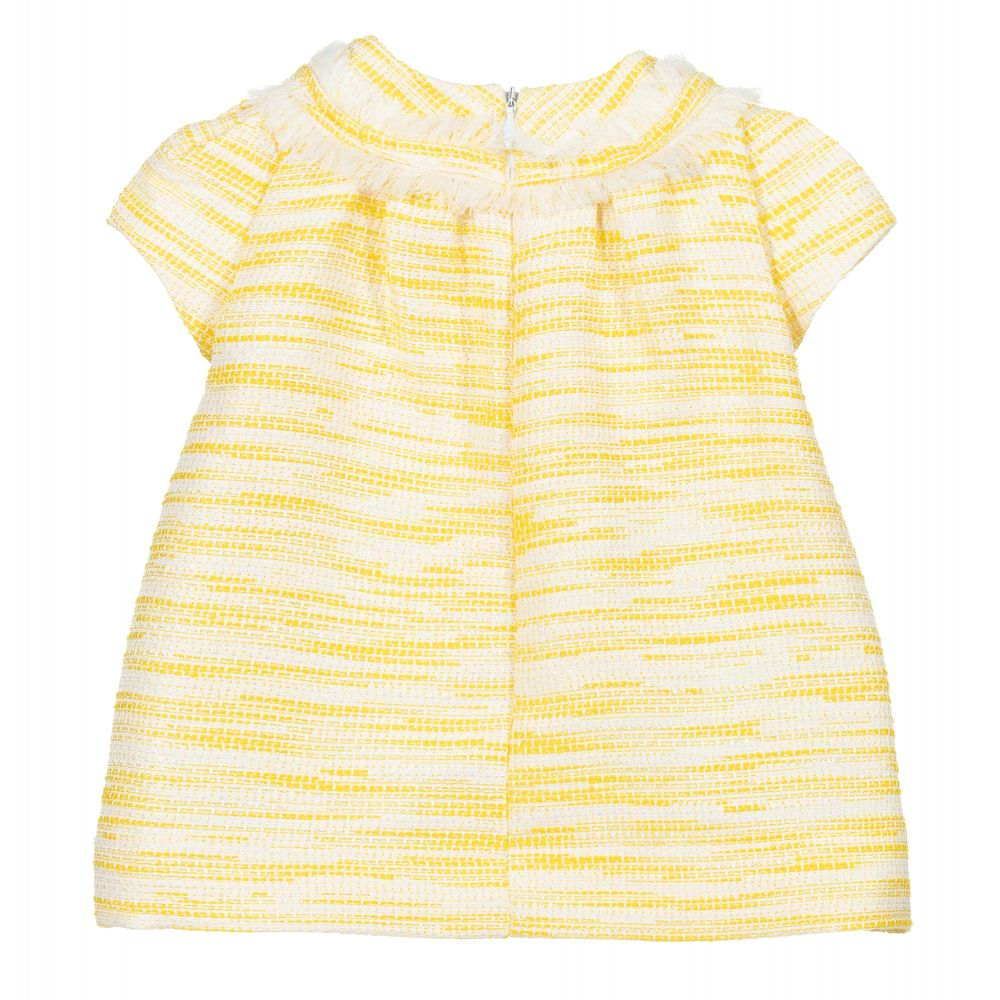 Mayoral-Бело-желтое платье из твида | Childrensalon Outlet