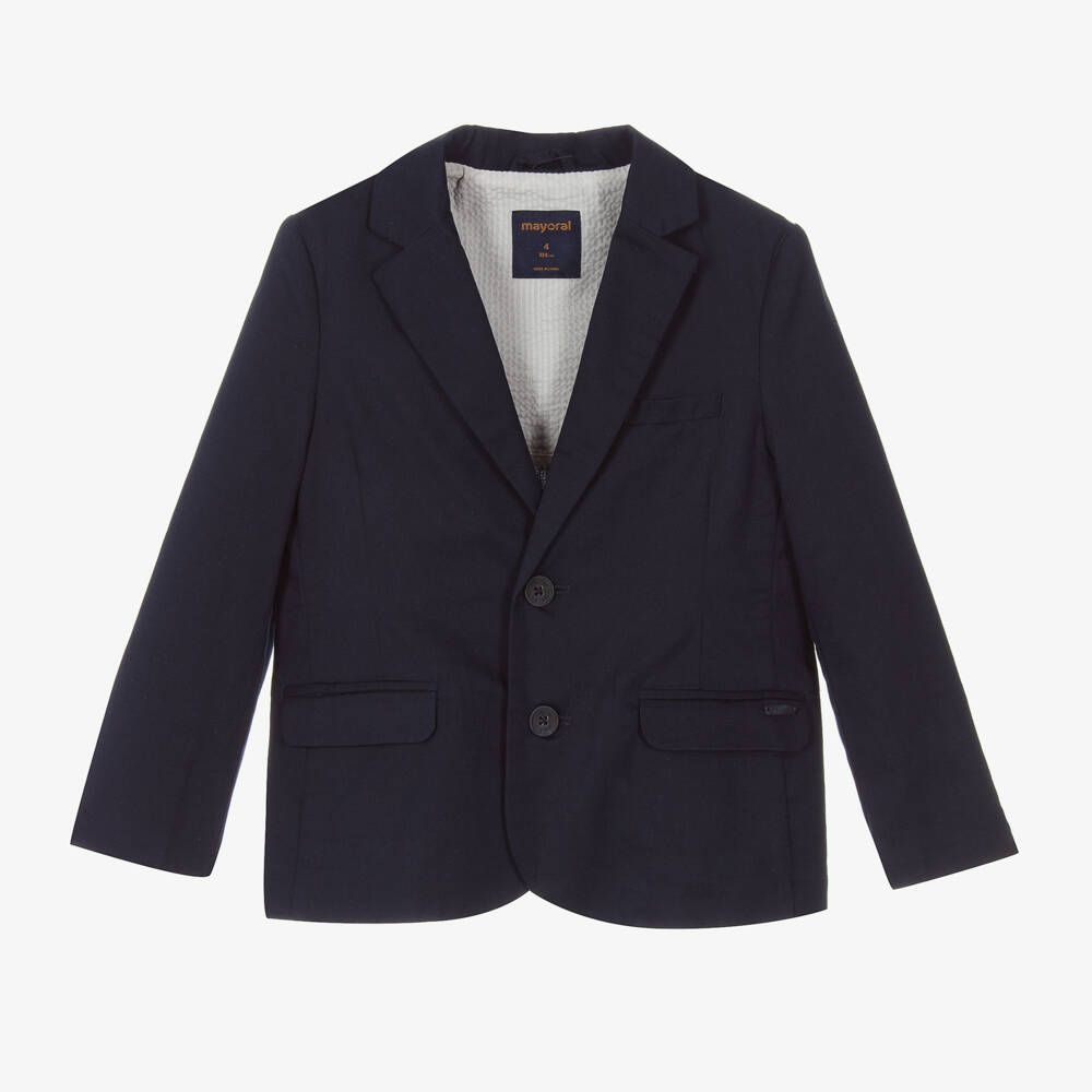 Mayoral-Young Gentleman's Navy Linen-Cotton Jacket | Childrensalon Outlet