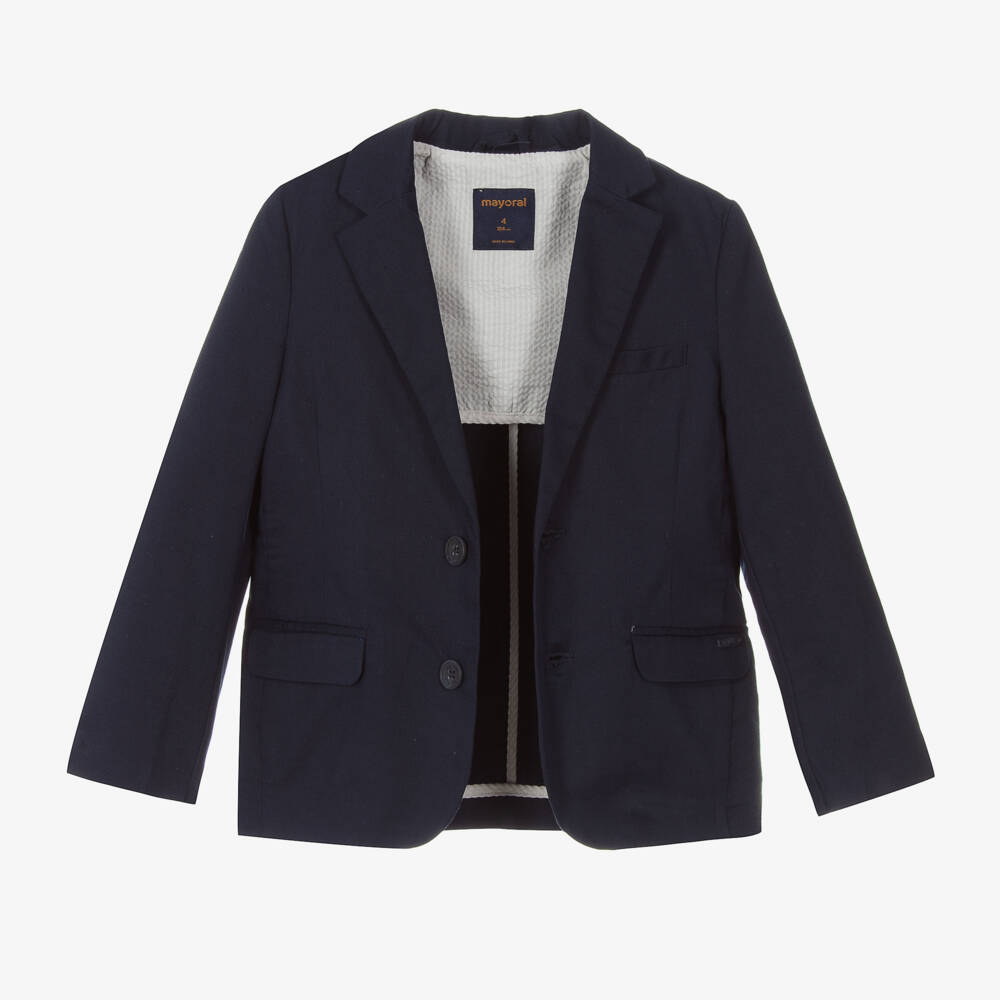 Mayoral-Young Gentleman's Navy Linen-Cotton Jacket | Childrensalon Outlet