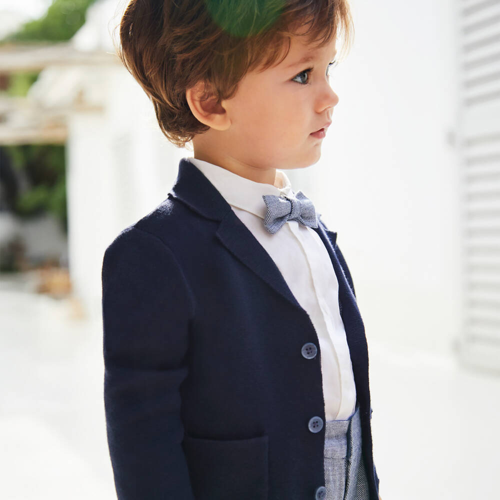 Mayoral-Young Gentleman's Navy Linen-Cotton Jacket | Childrensalon Outlet