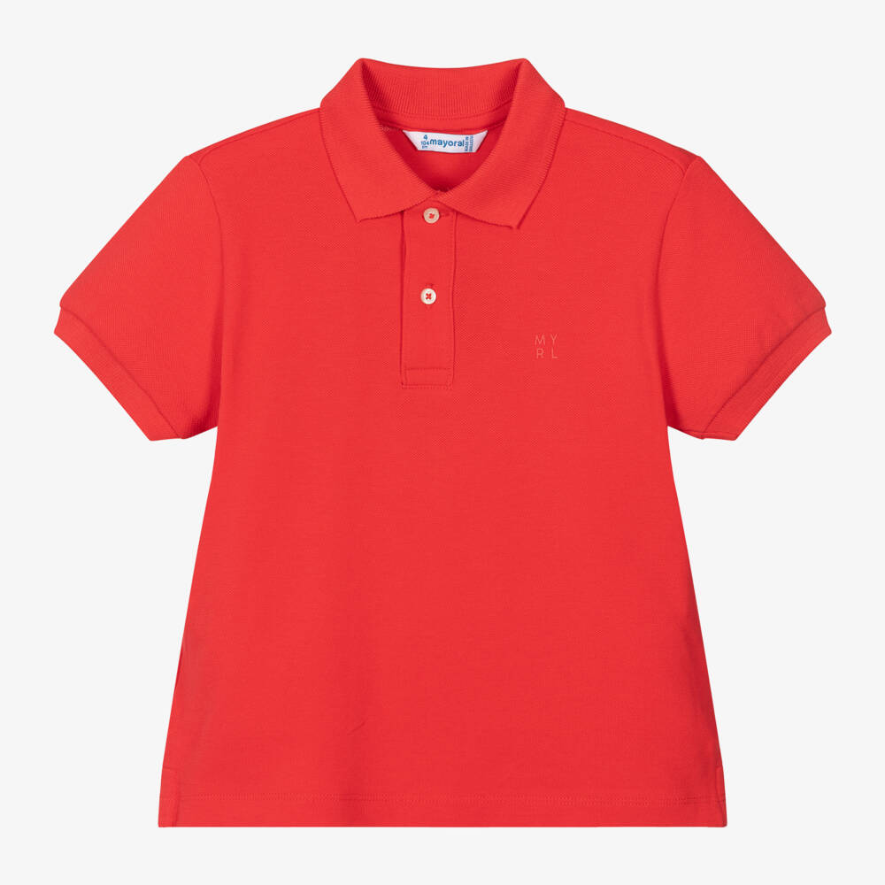 Mayoral-Young Gentlemen's Scarlet Piqué Polo | Childrensalon Outlet