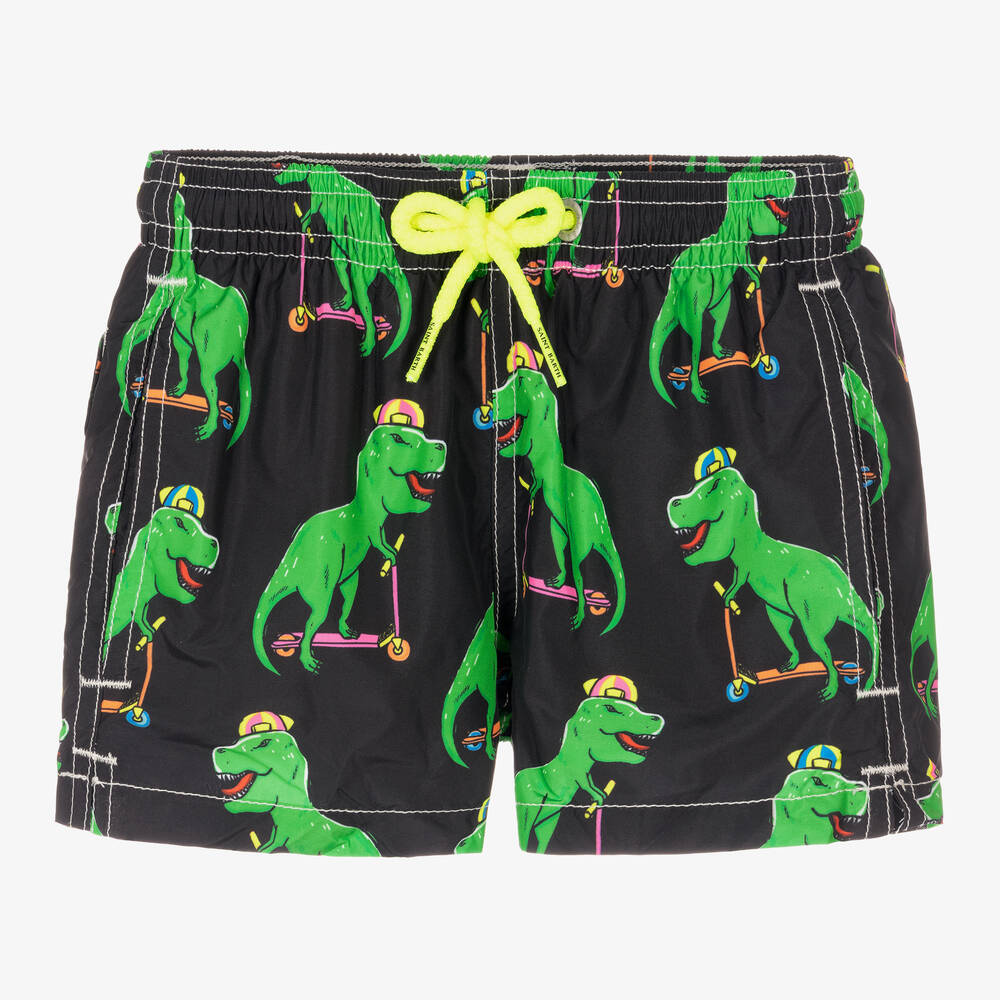 MC2 Saint Barth - Short de bain noir dinosaures verts | Childrensalon