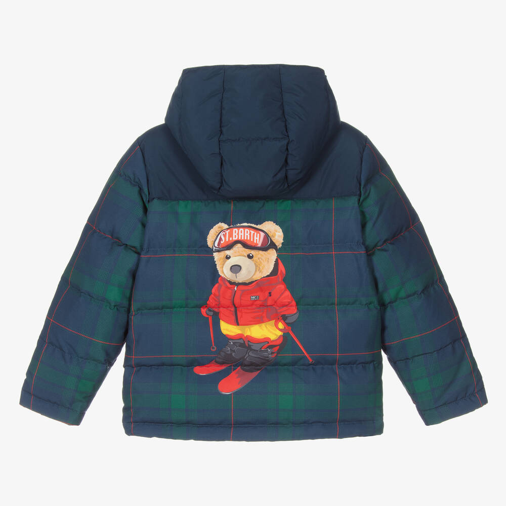 MC2 Saint Barth-جاكيت بافر مبطن لون أزرق وأخضر للأولاد | Childrensalon Outlet