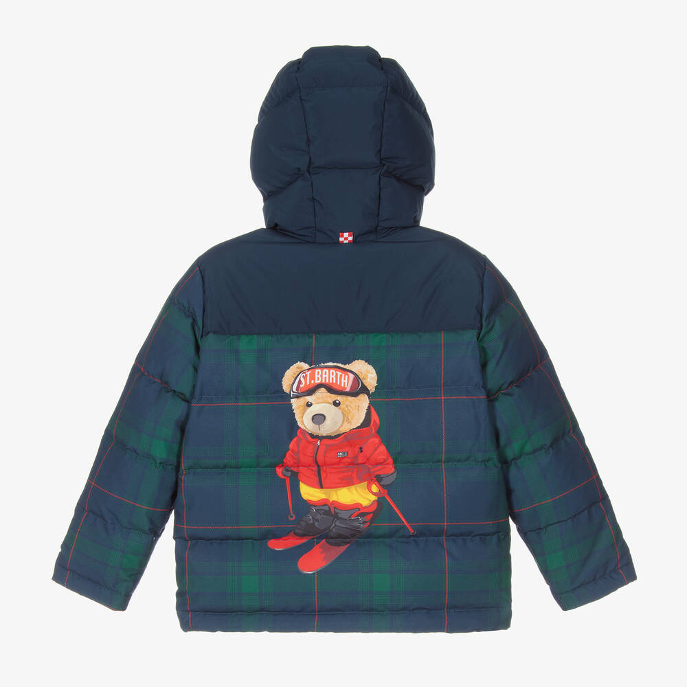 MC2 Saint Barth-جاكيت بافر مبطن لون أزرق وأخضر للأولاد | Childrensalon Outlet