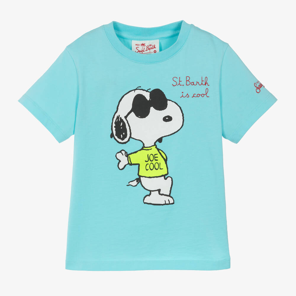 MC2 Saint Barth-Boys Blue Organic Cotton Peanuts T-Shirt | Childrensalon Outlet