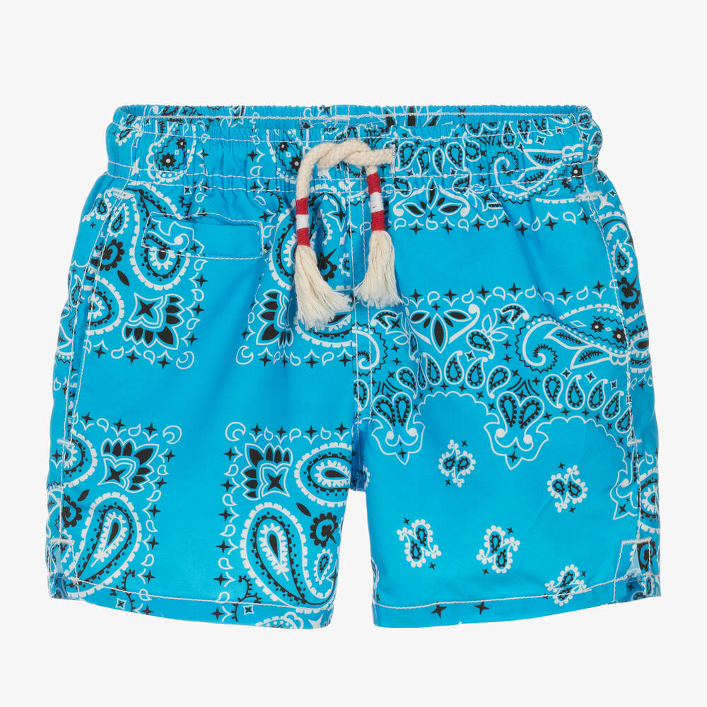 MC2 Saint Barth-Boys Blue Paisley Bandana Swim Shorts | Childrensalon Outlet