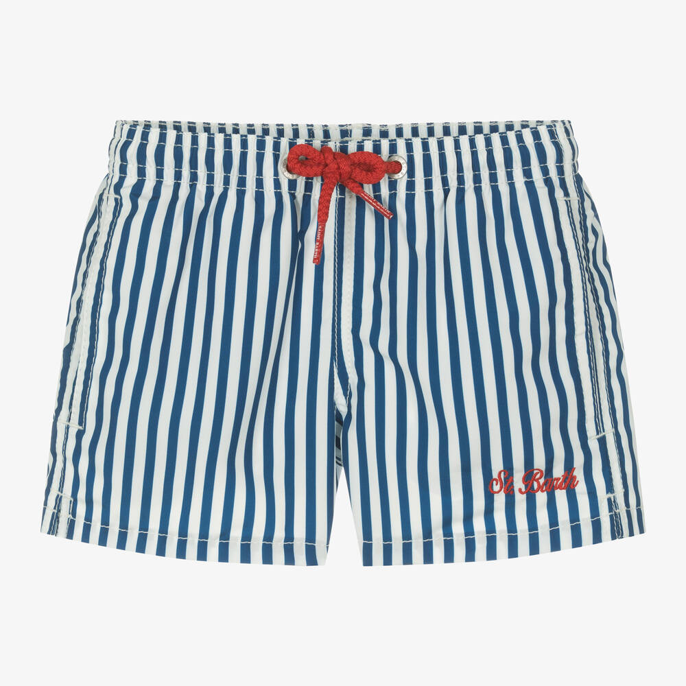 MC2 Saint Barth-Boys Blue Stripe Swim Shorts | Childrensalon Outlet