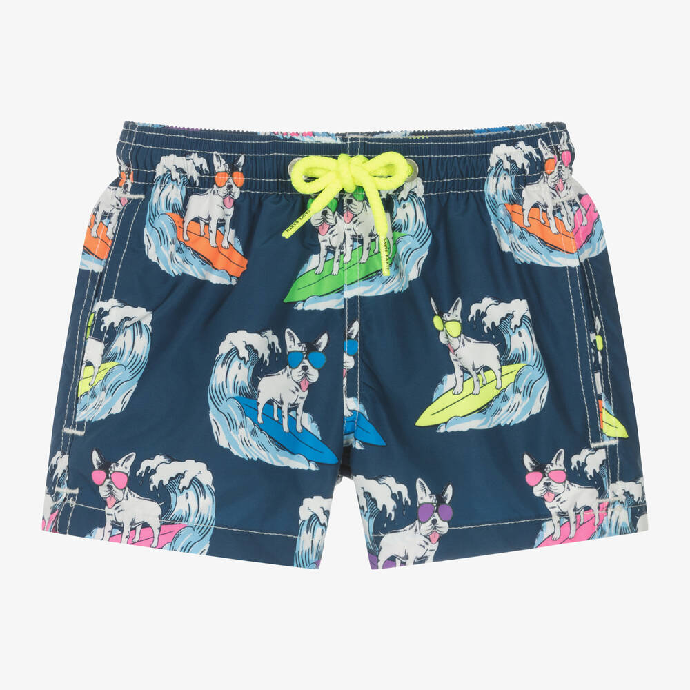 MC2 Saint Barth-Boys Blue Surfing Dog Swim Shorts | Childrensalon Outlet
