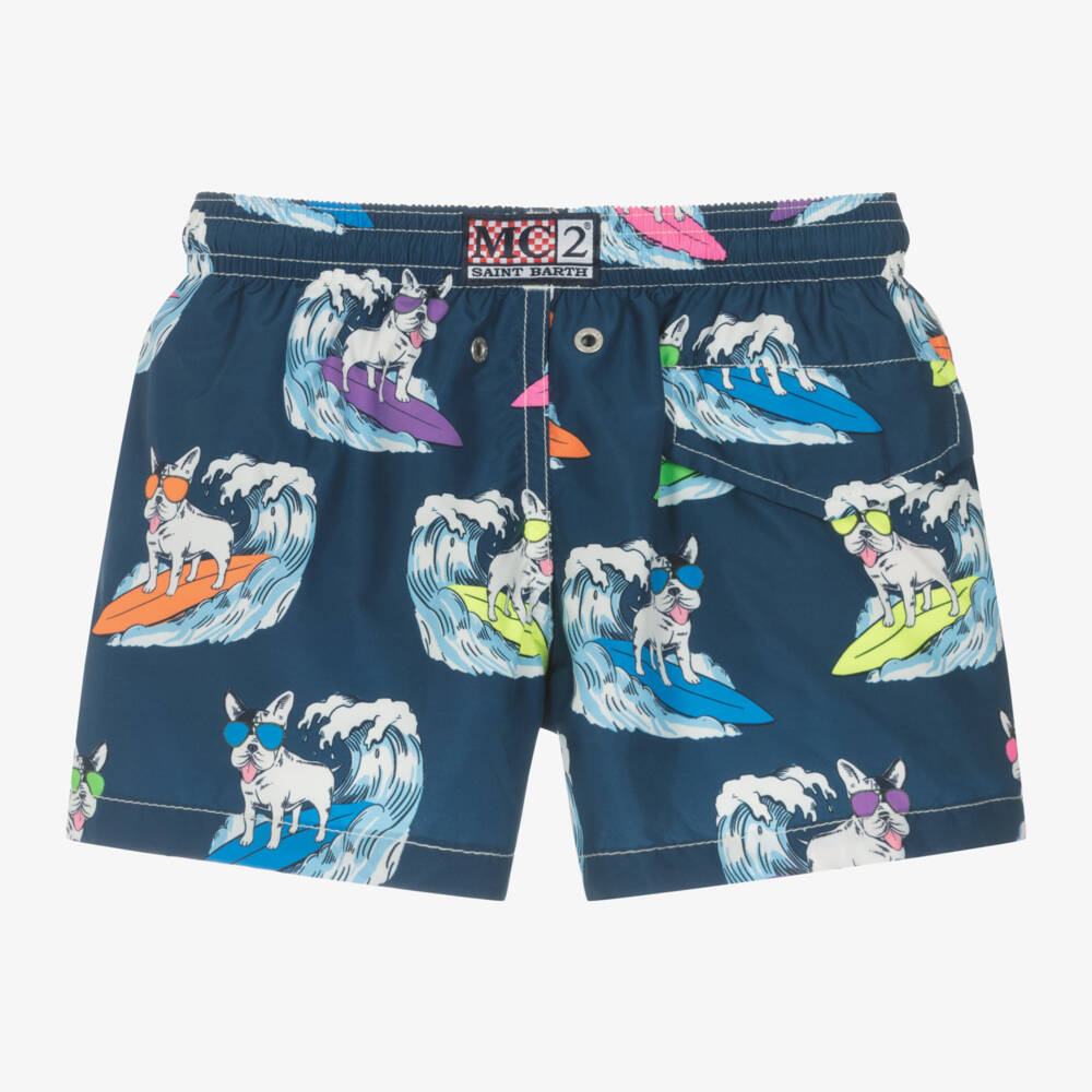 MC2 Saint Barth-Boys Blue Surfing Dog Swim Shorts | Childrensalon Outlet
