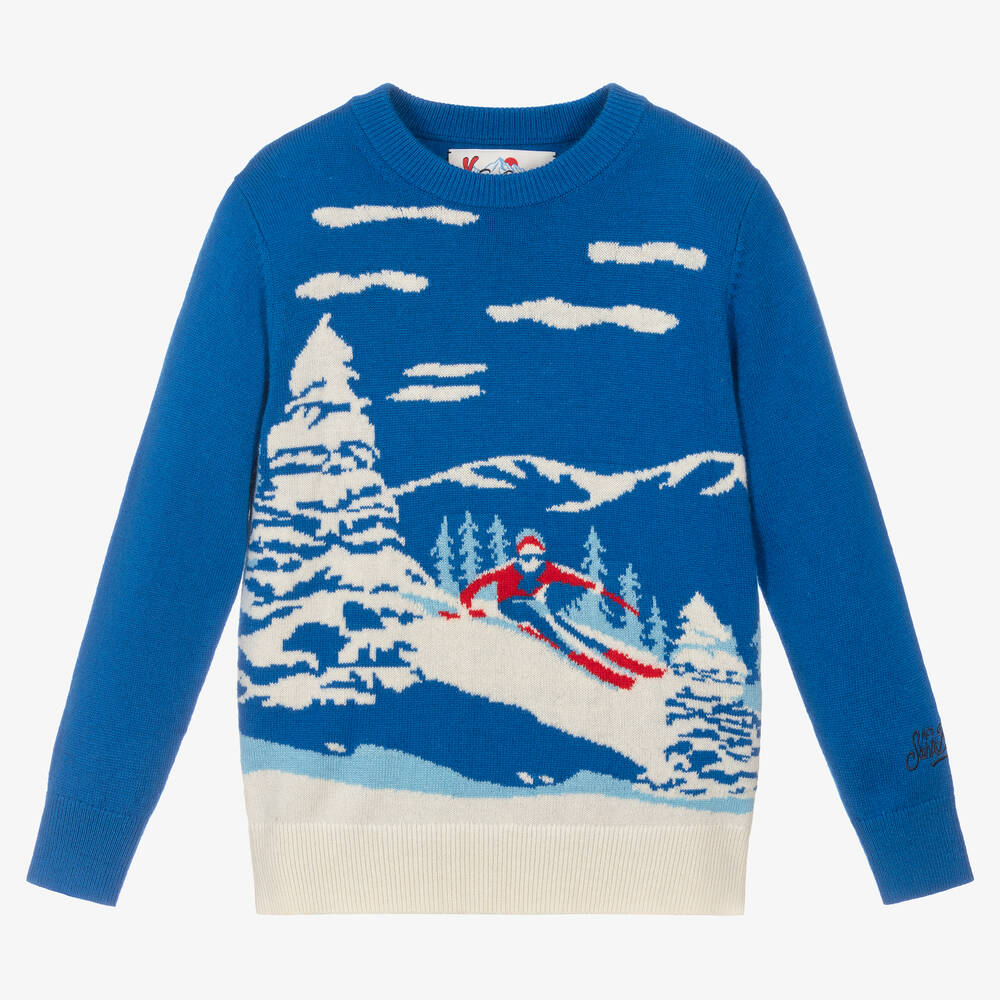 MC2 Saint Barth - Boys Blue Wool Knit Sweater | Childrensalon