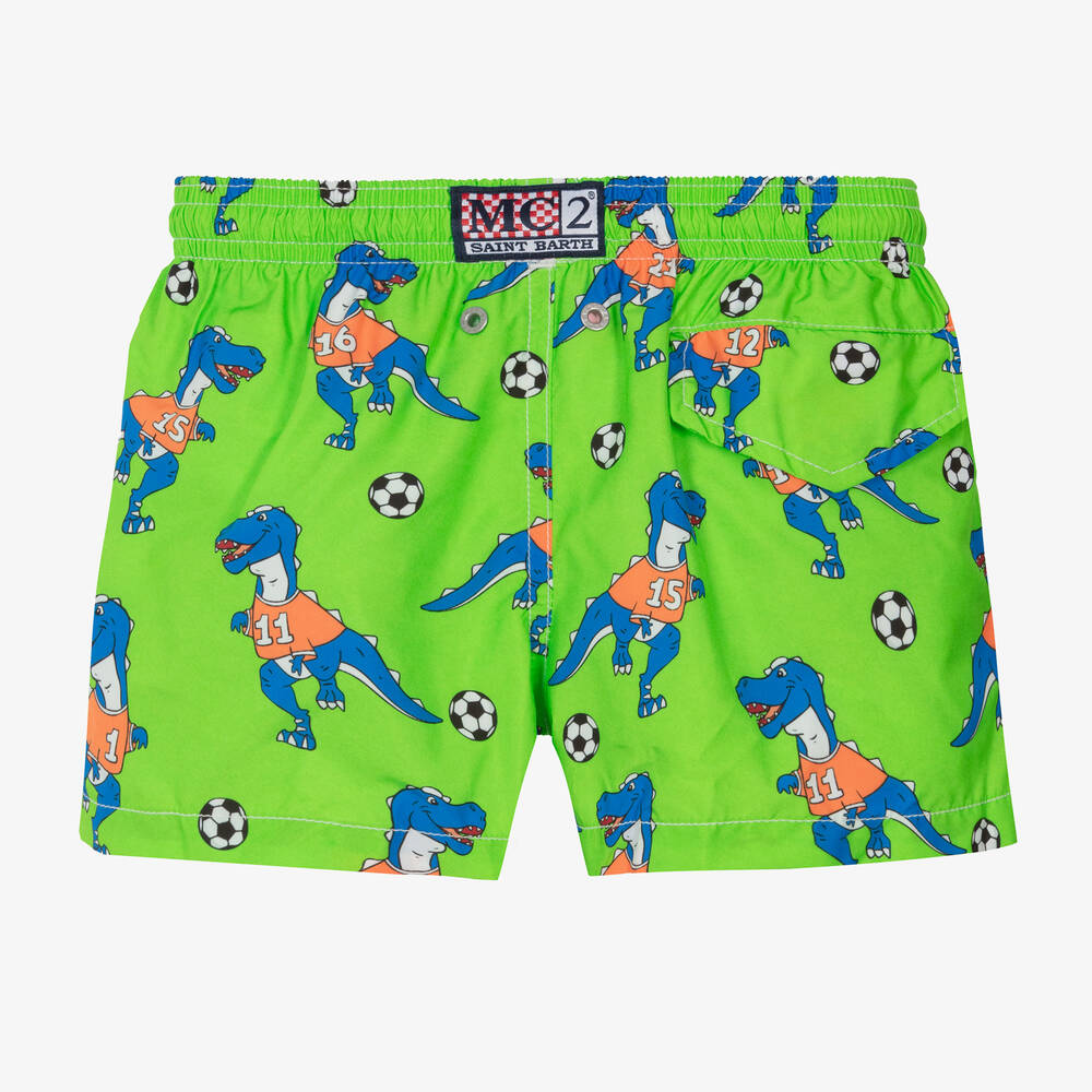 MC2 Saint Barth Boys Green Football Print Swim Shorts