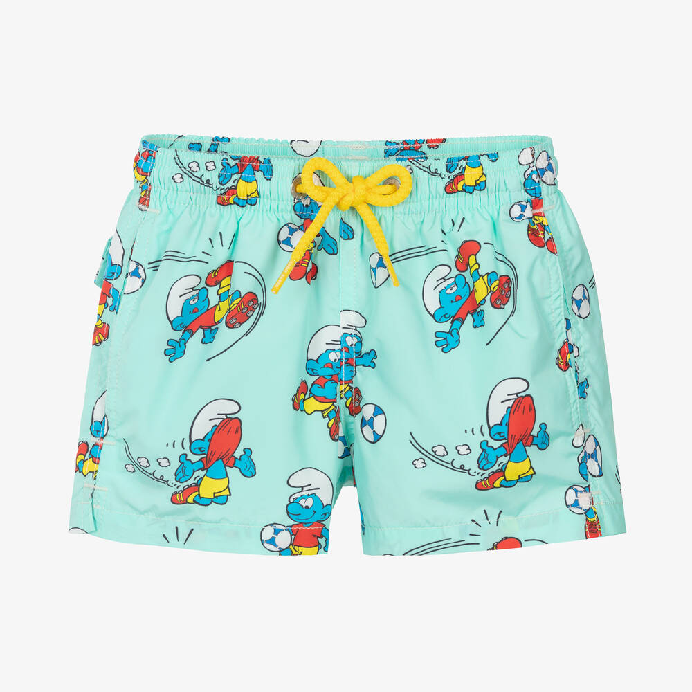 MC2 Saint Barth-Boys Green Smurf Swim Shorts | Childrensalon Outlet