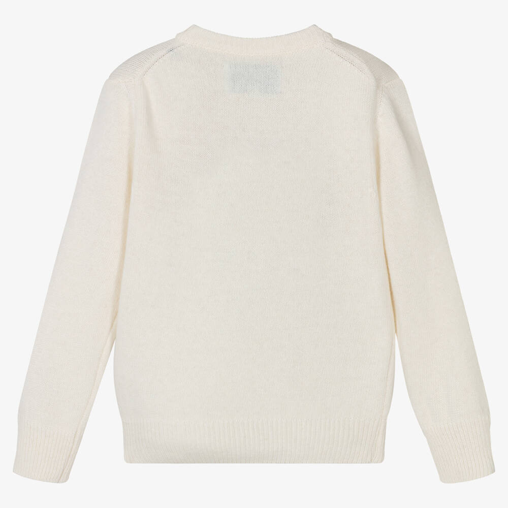 MC2 Saint Barth-بلوفر بطبعة بيناتز مزيج صوف لون عاجي للأولاد | Childrensalon Outlet