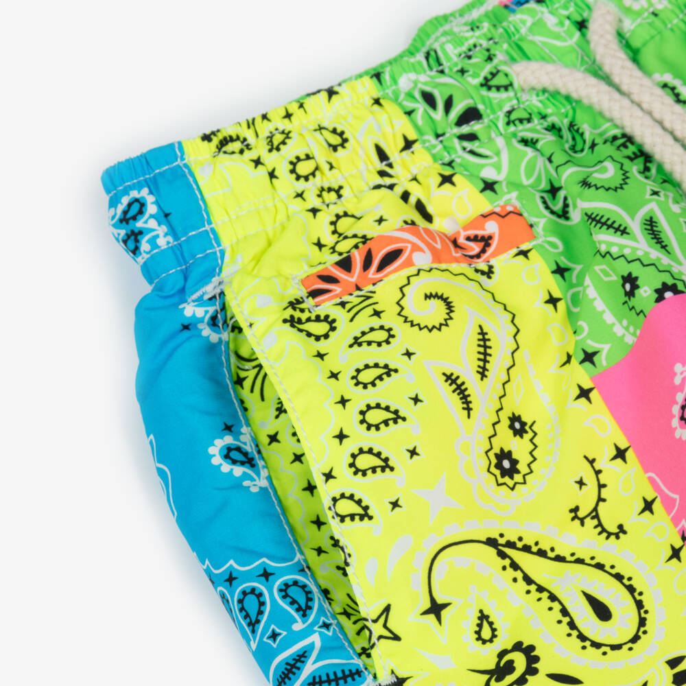 MC2 Saint Barth-Boys Neon Paisley Bandana Swim Shorts | Childrensalon Outlet