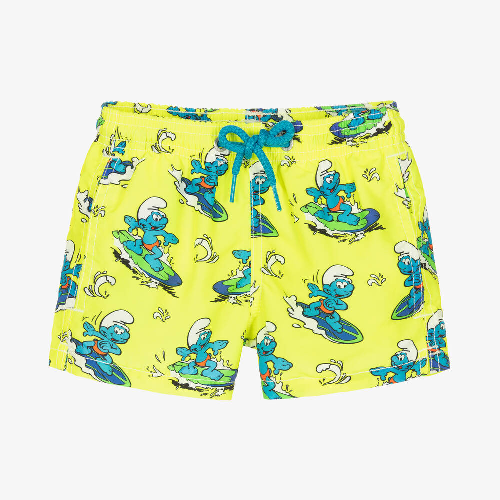 MC2 Saint Barth - Short de bain jaune fluo Schtroumpf | Childrensalon