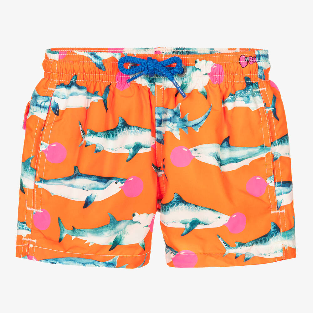 MC2 Saint Barth-Boys Orange Big Babol Shark Swim Shorts | Childrensalon Outlet