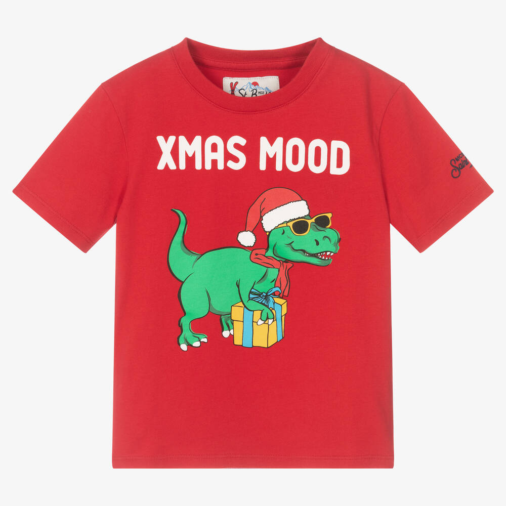 MC2 Saint Barth - Красная хлопковая футболка с динозавром | Childrensalon