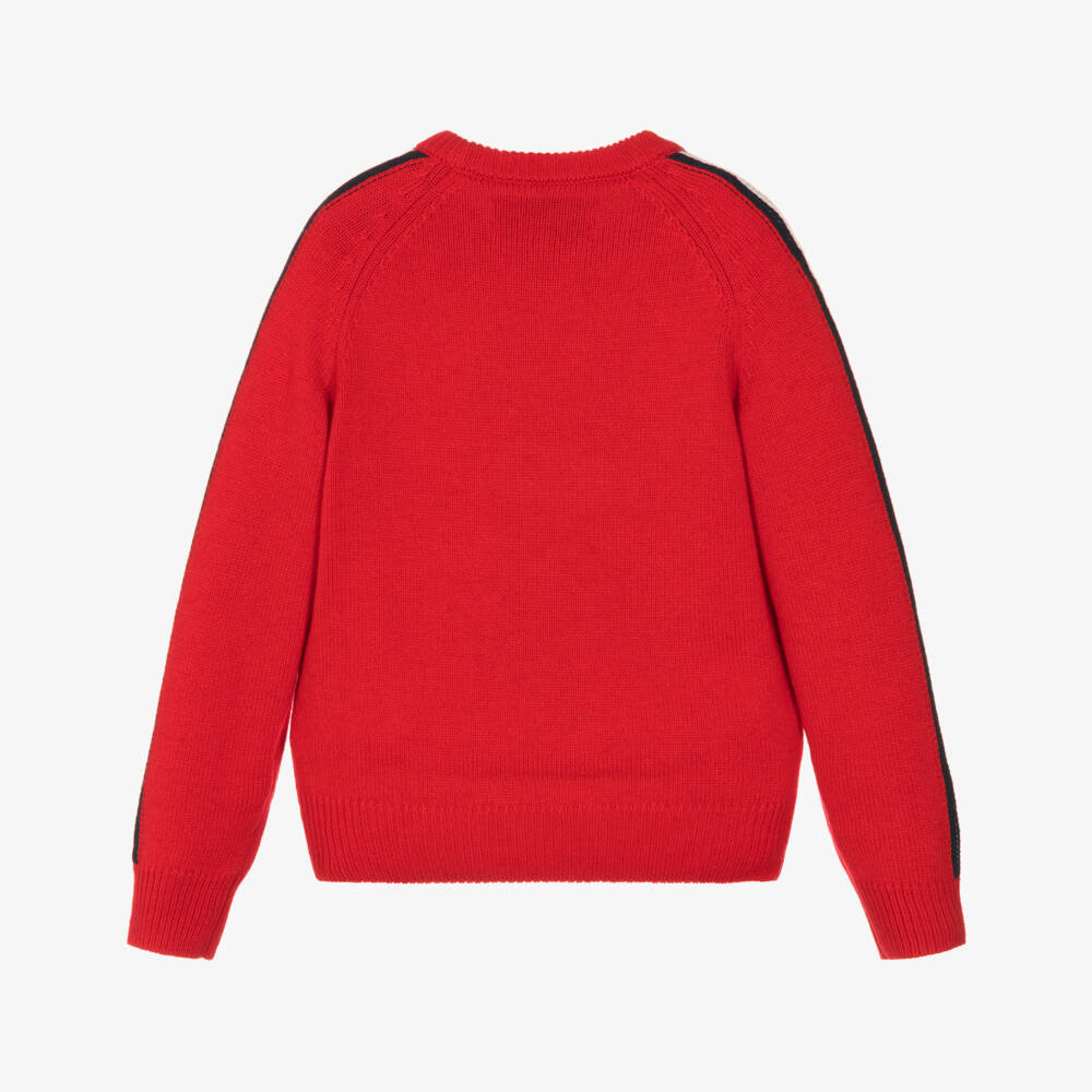MC2 Saint Barth-Boys Red Wool Knit Ski Club Snoopy Sweater | Childrensalon Outlet