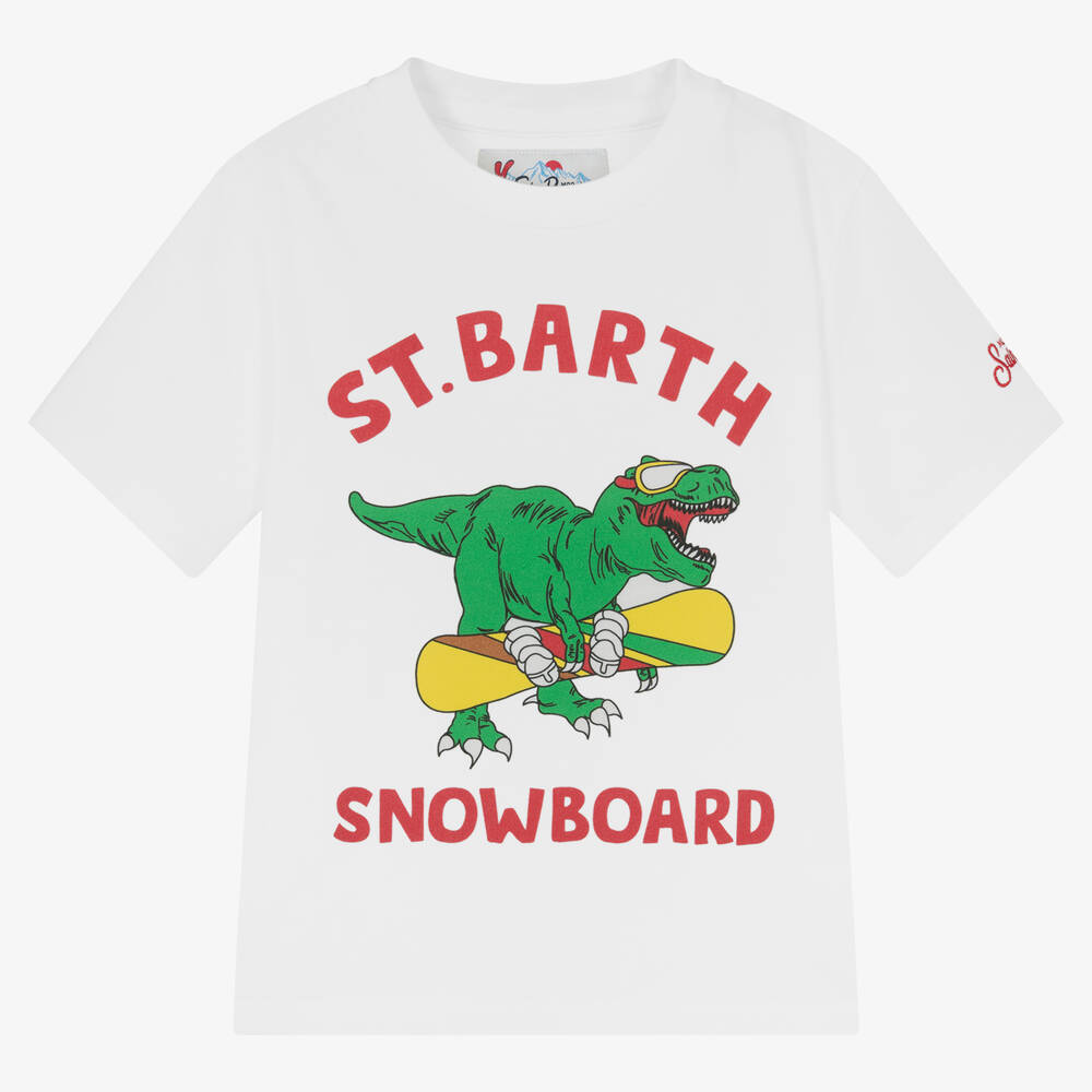 MC2 Saint Barth - Белая хлопковая футболка с динозавром | Childrensalon