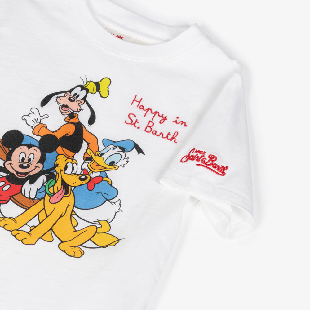 MC2 Saint Barth-Boys White Cotton Disney Characters T-Shirt | Childrensalon Outlet