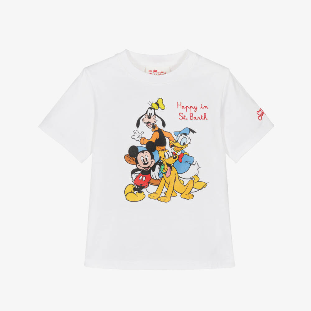 MC2 Saint Barth-Boys White Cotton Disney Characters T-Shirt | Childrensalon Outlet