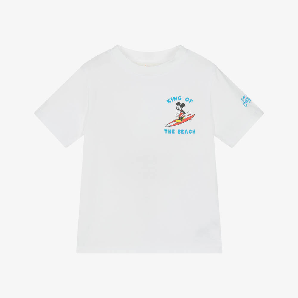 MC2 Saint Barth-Boys White Mickey Mouse Organic Cotton T-Shirt | Childrensalon Outlet