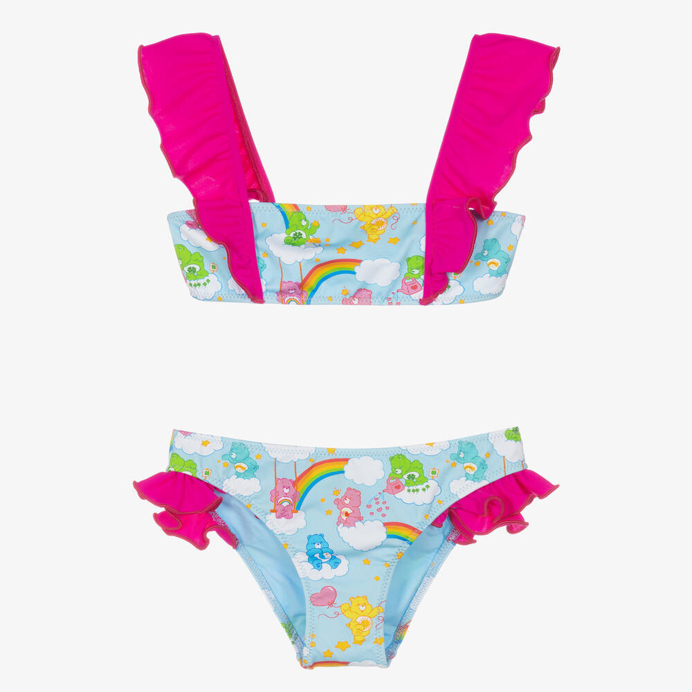 MC2 Saint Barth - Girls Blue & Pink Care Bears Bikini | Childrensalon