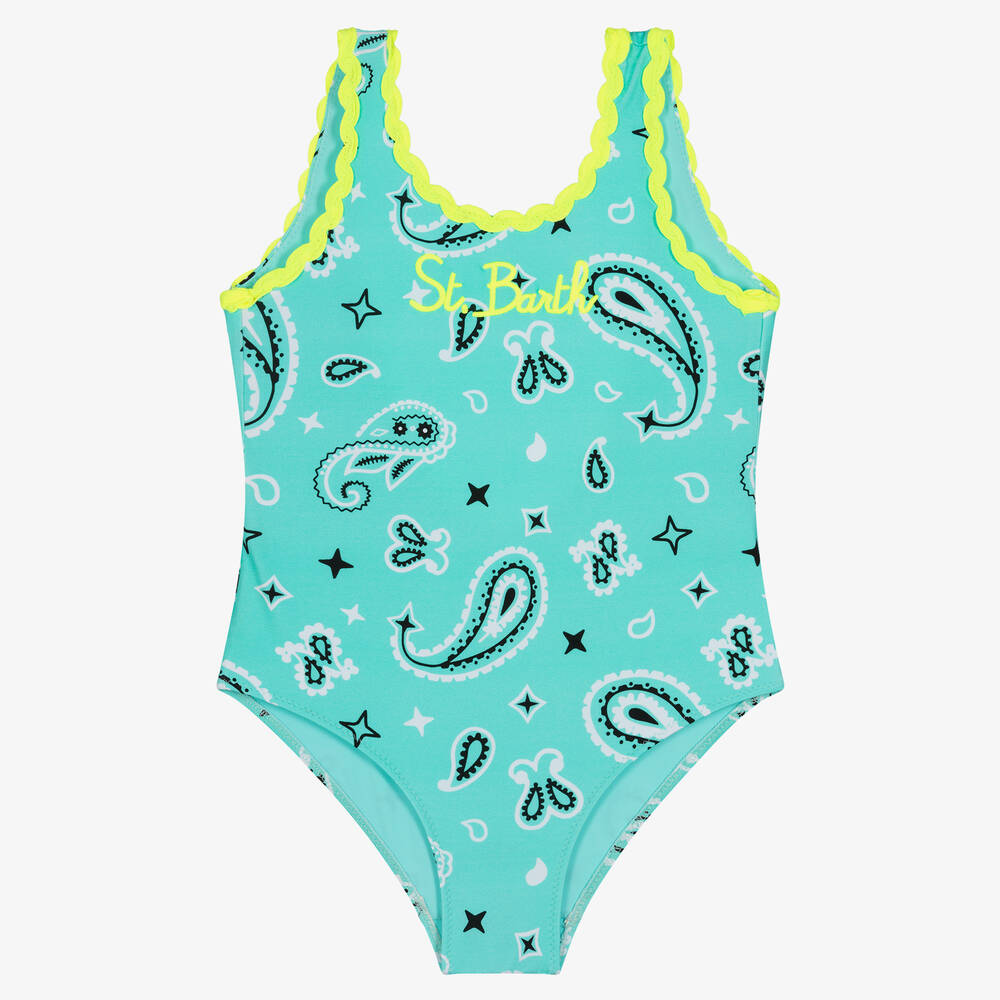 MC2 Saint Barth - Maillot de bain vert motif cachemire | Childrensalon